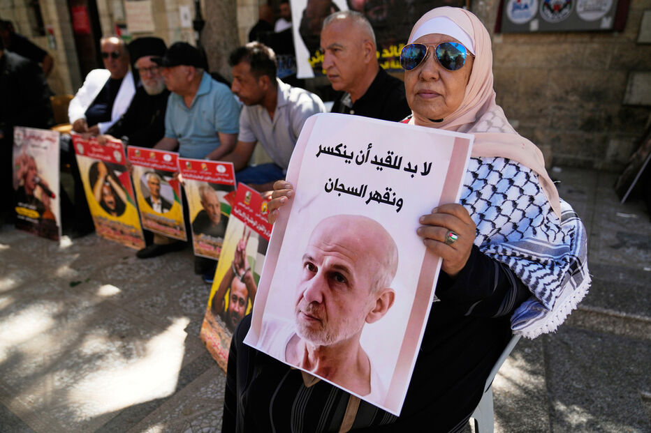 Protesto pela libertação de Marwan Barghouthi, político palestiniano