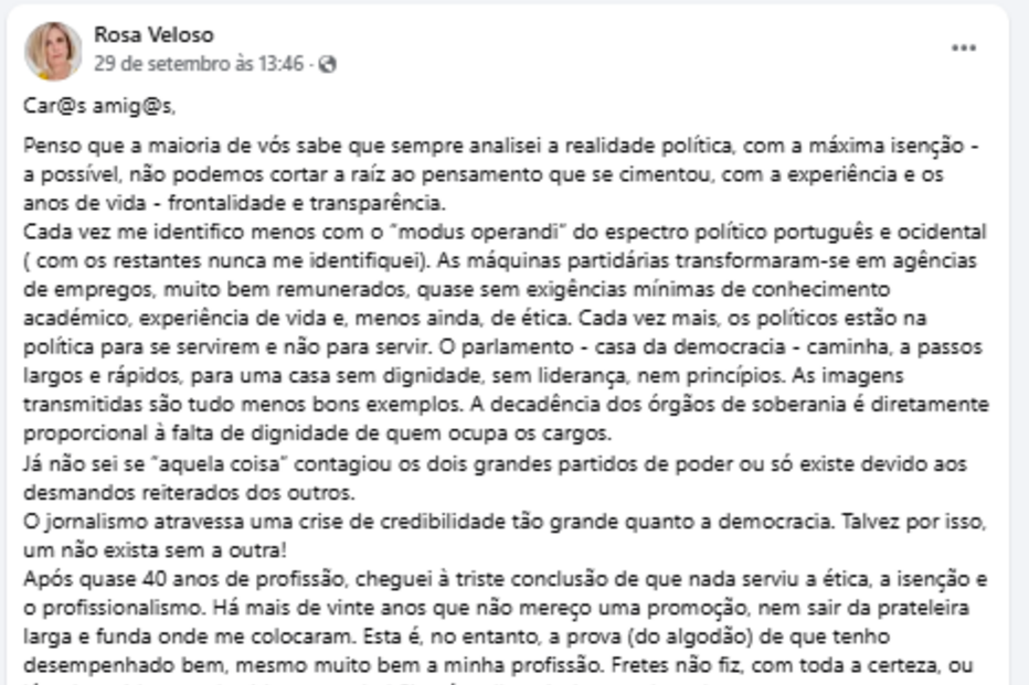 Jornalista Rosa Veloso candidata-se à Assembleia Municipal de Celorico da Beira pelo PS.
