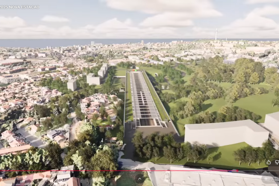 Imagem virtual da futura estação de alta velocidade em Vilar do Paraíso, Vila Nova de Gaia