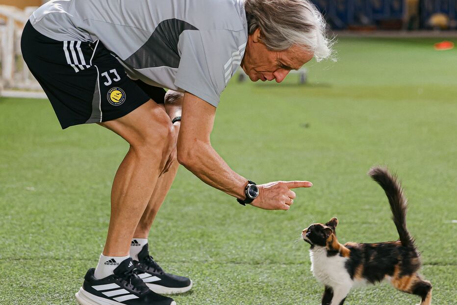 Jorge Jesus encontra uma gatinha no centro de treinos do Al Nassr