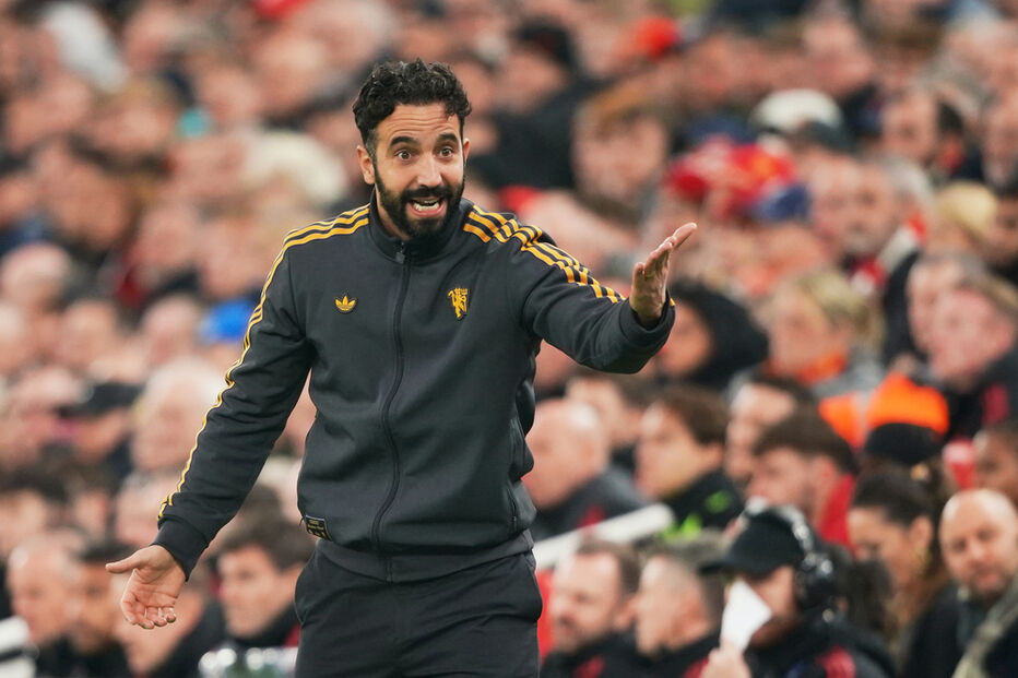 Rúben Amorim, técnico do Manchester United, em Anfield Road, após vitória contra o Liverpool