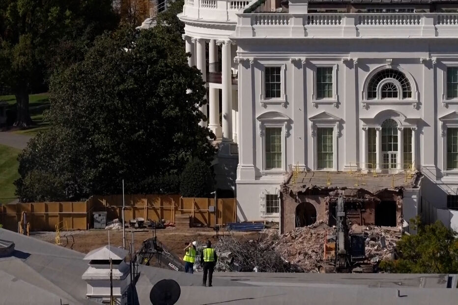 Demolição na Ala Este da Casa Branca para construção de um novo salão