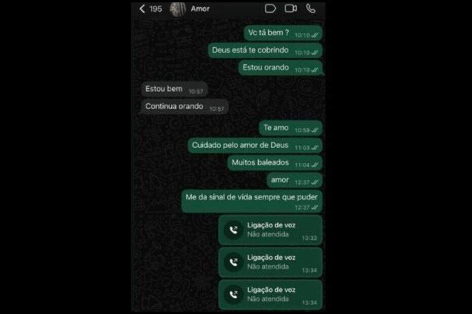 Mensagens trocadas entre Jéssica e Heber