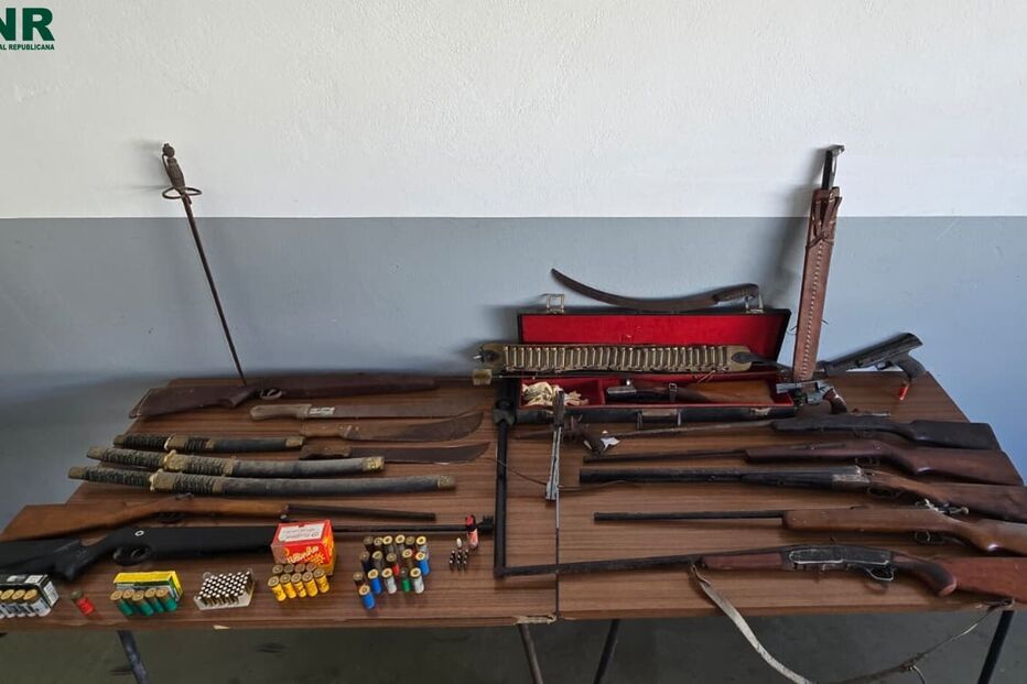 Armas e munições apreendidas pela GNR