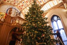 Decorações de Natal no Castelo de Windsor, residência do Rei Carlos III