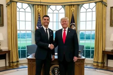 Imagem gerada por Inteligência artificial do encontro entre Cristiano Ronaldo e Donald Trump