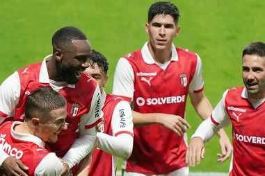 Jogadores do Sp. Braga a festejar