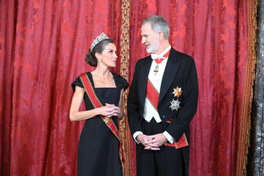 Rainha Letizia e Rei Felipe VI num jantar de Estado em Espanha