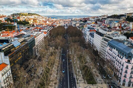 Vista aérea da Avenida da Liberdade, em Lisboa