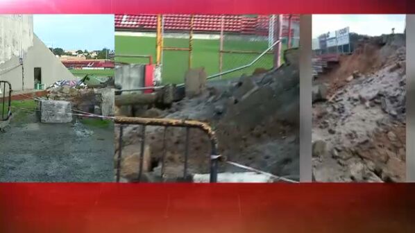 Parte de bancada de estádio desaba em Santa Maria da Feira devido a chuva intensa