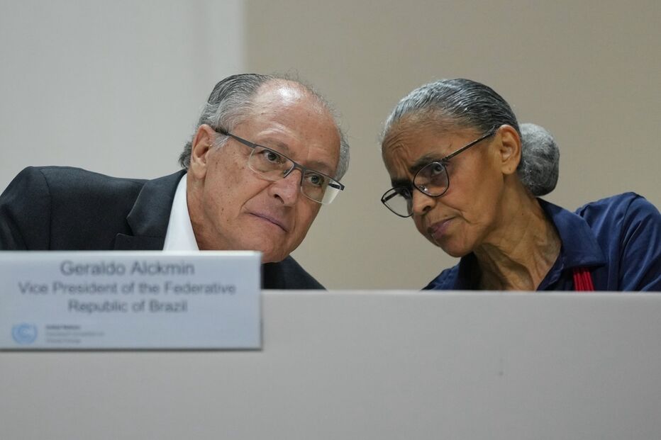 Geraldo Alckmin e Marina Silva na COP30 em Belém discutem alterações climáticas