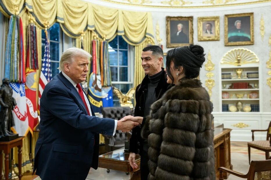 Donald Trump, Cristiano Ronaldo e Georgina Rodríguez na Casa Branca 