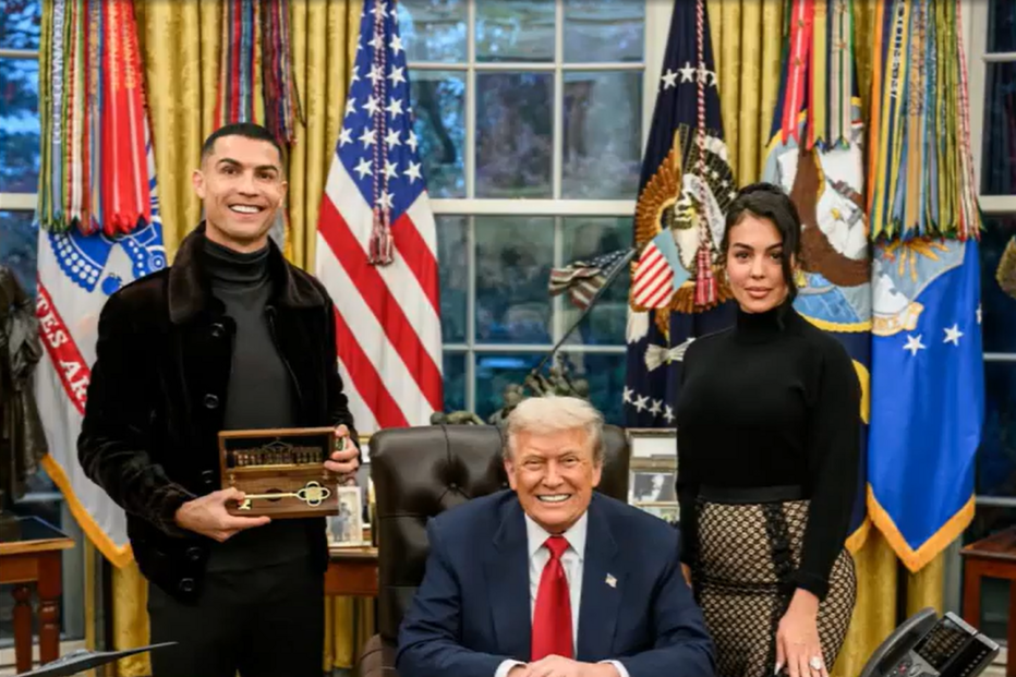 Cristiano Ronaldo e Georgina Rodríguez encontram-se com Donald Trump