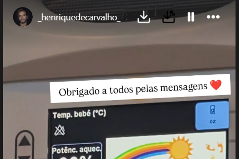 Henrique Carvalho agradece mensagens pelo nascimento do bebé, que pesa 3680g