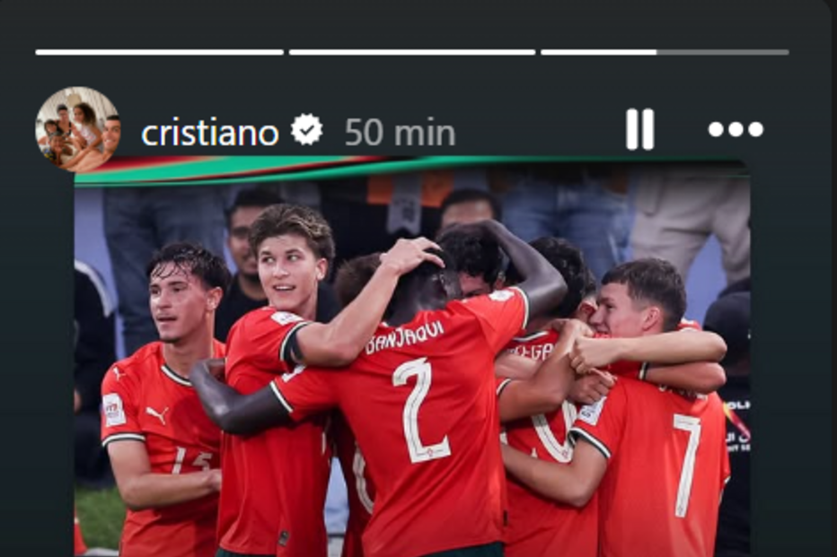 Cristiano Ronaldo felicita a seleção portuguesa sub-17 pela chegada à final do Mundial