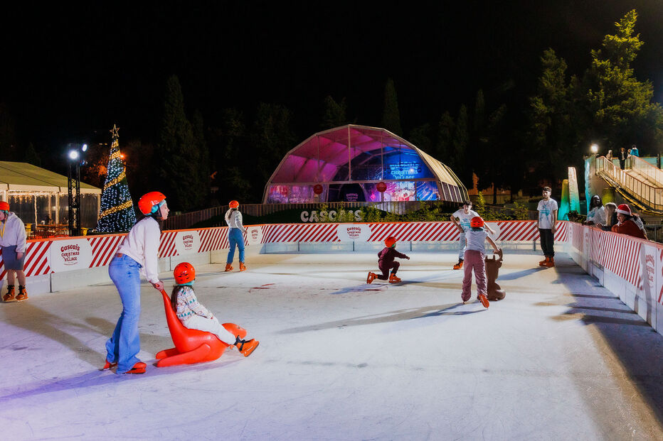 A pista de gelo é muito procurada por meninas e meninos