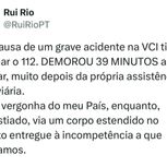 Rui Rio denuncia atraso da chegada do INEM a acidente na VCI