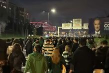 Cortejo do Sportig rumo ao Estádio da Luz