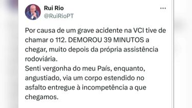 Rui Rio denuncia atraso da chegada do INEM a acidente na VCI
