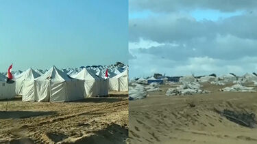 Imagens impressionantes mostram o antes e o depois de um acampamento em Gaza destruído pelo rigoroso inverno