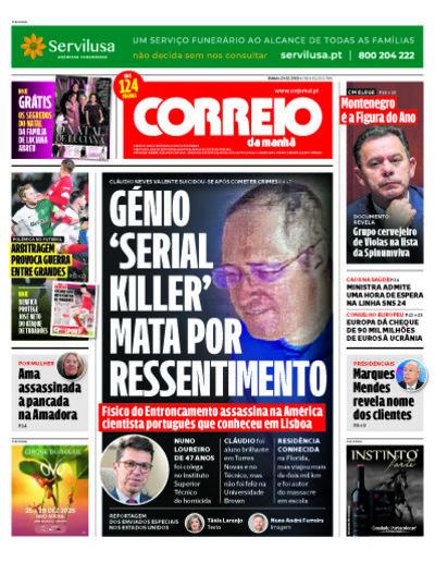 Capa de sábado, 20 de dezembro de 2025