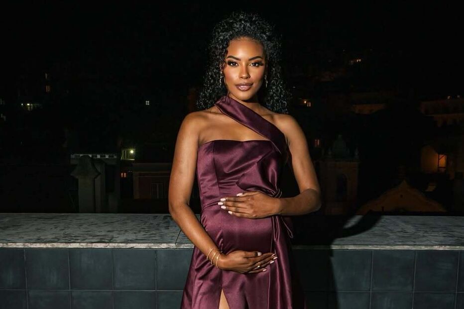 Sharam Diniz grávida com vestido bordeaux, C4 Pedro confirma paternidade