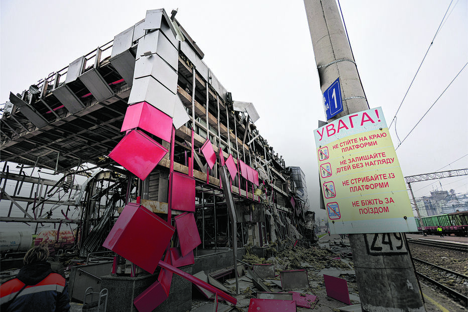 A estação ferroviária foi atingida com  30 drones, ficando totalmente destruída 