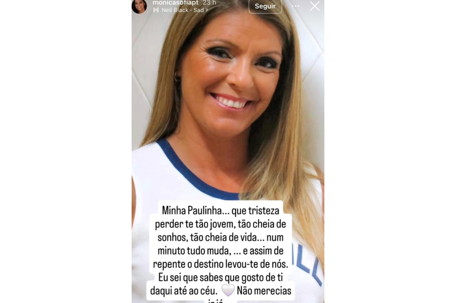 Mensagem de pesar pela morte de Paulinha, que partiu jovem