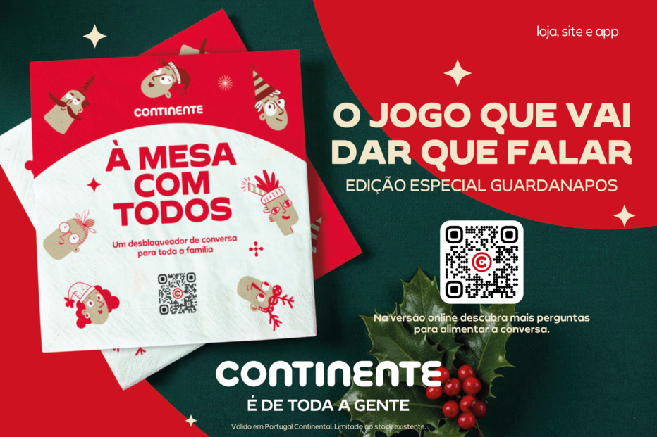 Continente lança edição especial de guardanapos para promover a conversa.

