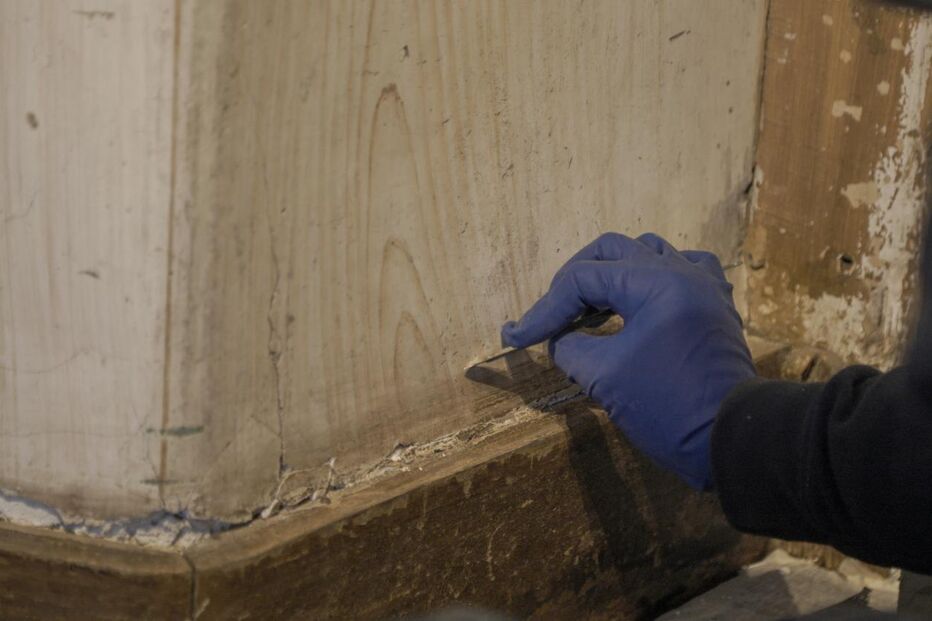 Trabalhos no Palácio da Pena revelam cor original do Quarto das Damas