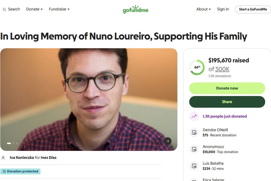 Peditório para família de Nuno Loureiro ultrapassa os 195 mil dólares