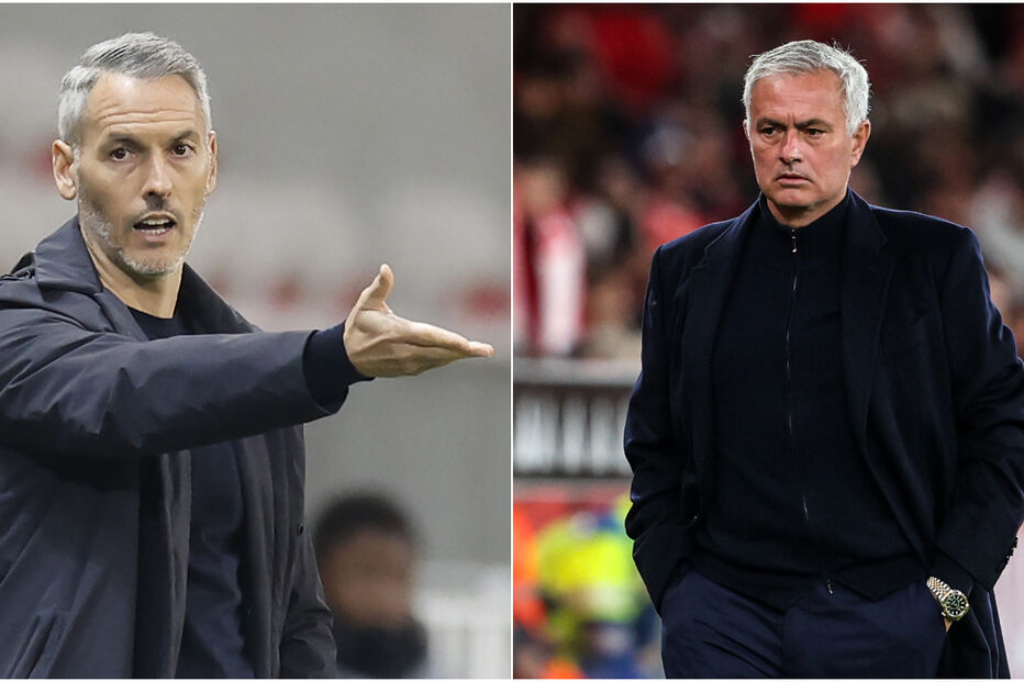 Carlos Vicens (à esquerda) e José Mourinho (à direita)