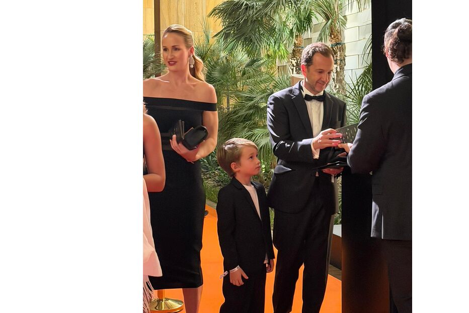 Frederico Varandas com a mulher e o filho Santiago