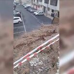 Desabamento parcial de rua danifica prédio em Sintra