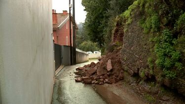Mau tempo provoca derrocada de muro junto a casas em Coimbra