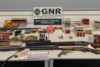 Armas apreendidas pelo NIC da GNR de Mangualde durante a operação