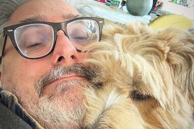 Nuno Markl com cão após AVC. Recuperação em casa