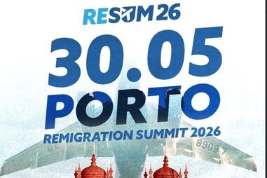 Cartaz que anuncia a 'Remigration Summit', a realizar no Porto