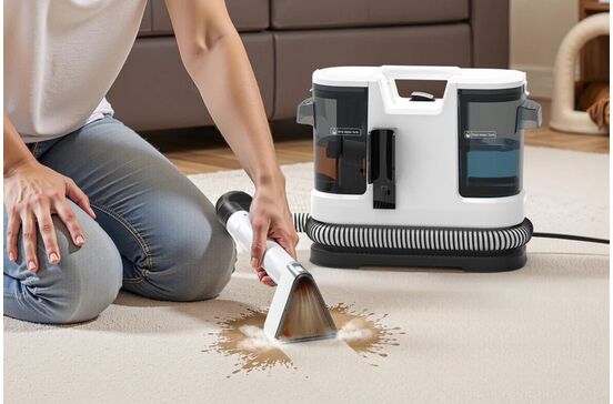 Limpeza de nódoas num tapete com aspirador Lubluelu V8