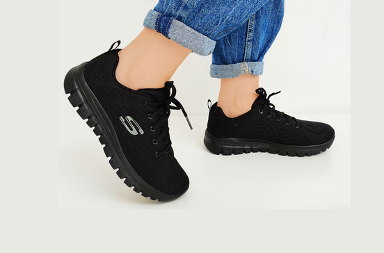 Skechers pretos para senhora