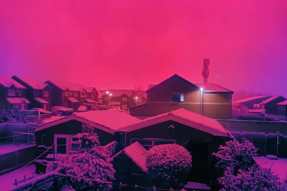 Céu cor-de-rosa no Reino Unido