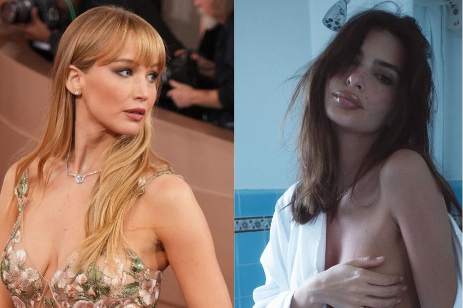 Jennifer Lawrence e Emily Ratajkowski em momentos distintos