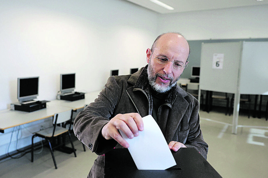 Lisboa. Rui Tavares, o líder do Livre, partido  do candidato Jorge Pinto, votou em Lisboa.