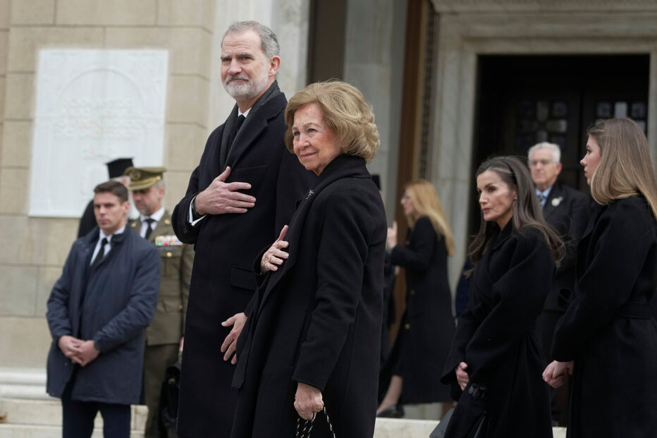 Família Real reunida em Madrid no último adeus a Irene, irmã de Sofía.
