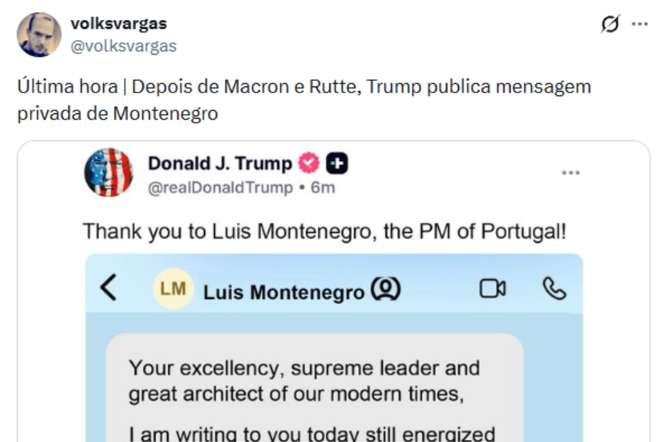 Publicação na rede social X