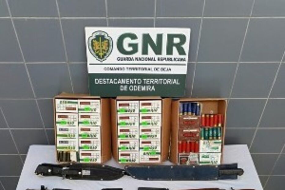 A GNR apreende armas, munições, dinheiro e droga em Odemira