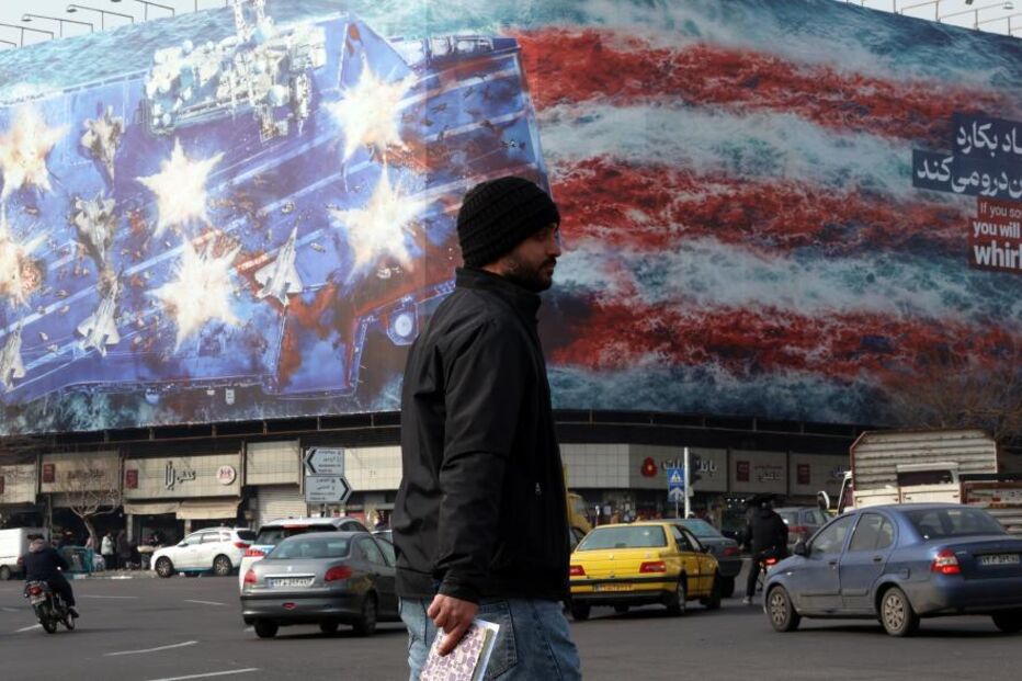 Mural em Teerão adverte: quem semeia vento, colhe tempestade
