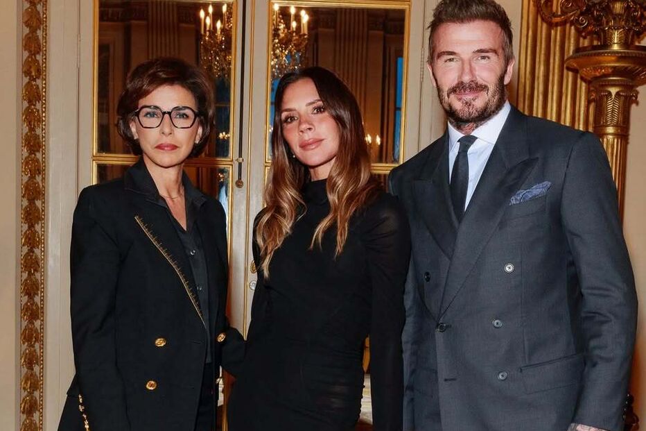 Victoria e David Beckham com Rachida Dati
