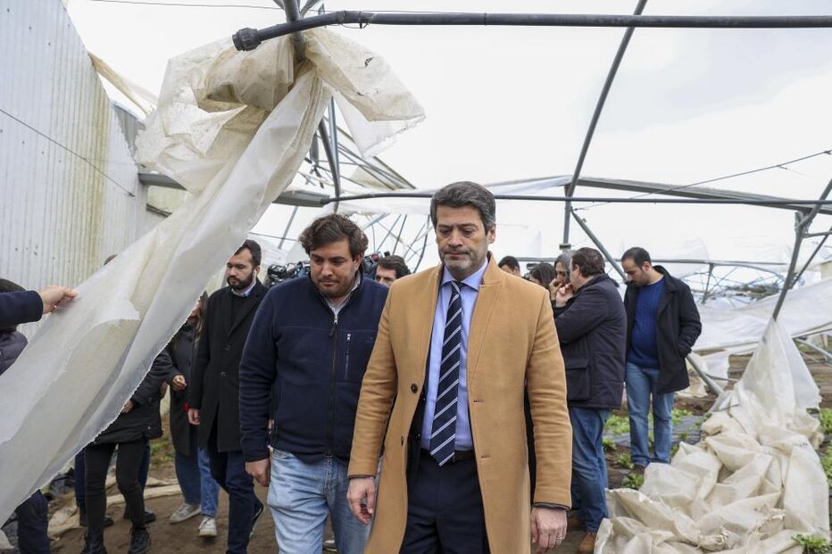 Ventura em Leiria, numa ação de campanha após a depressão Kristin