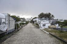 Parque de campismo em São Pedro de Moel, depois da passagem da depressão Kristin por Portugal continental,